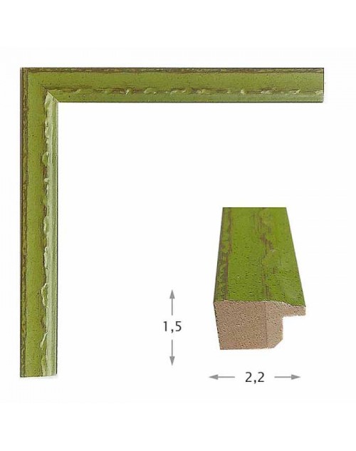 Κορνίζα ξύλινη 2,2 εκ. ανάγλυφη πράσινη ντεκαπέ 891-26